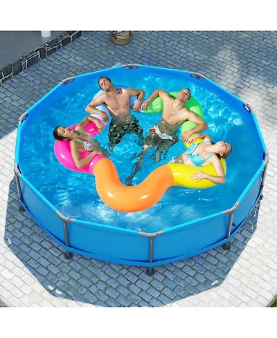 Gouun 12 ft Round Above Ground Swimming Pool with Sturdy Metal Frame