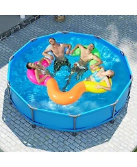 Gouun 12 ft Round Above Ground Swimming Pool with Sturdy Metal Frame