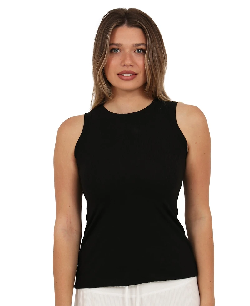 24seven Comfort Apparel Women's Ribbed Knit Sleeveless Tank Top