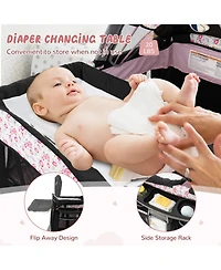 Gouun Baby Portable 4-in-1 Pack and Play Nursery Center with Bassinet and Canopy