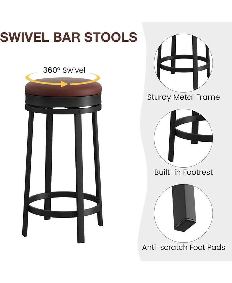 gaomon Dining Chair Swivel Bar Stool Set of 2 24.4 inch Counter Height Bar Stool for Kitchen Dining Room