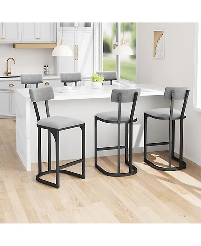 gaomon Set of 6 Counter Height Metal Bar Stools with Upholstered