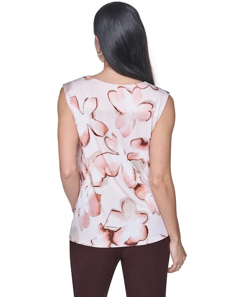 Calvin Klein Petite Printed Cowl Neck Sleeveless Blouse