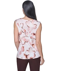 Calvin Klein Petite Printed Cowl Neck Sleeveless Blouse