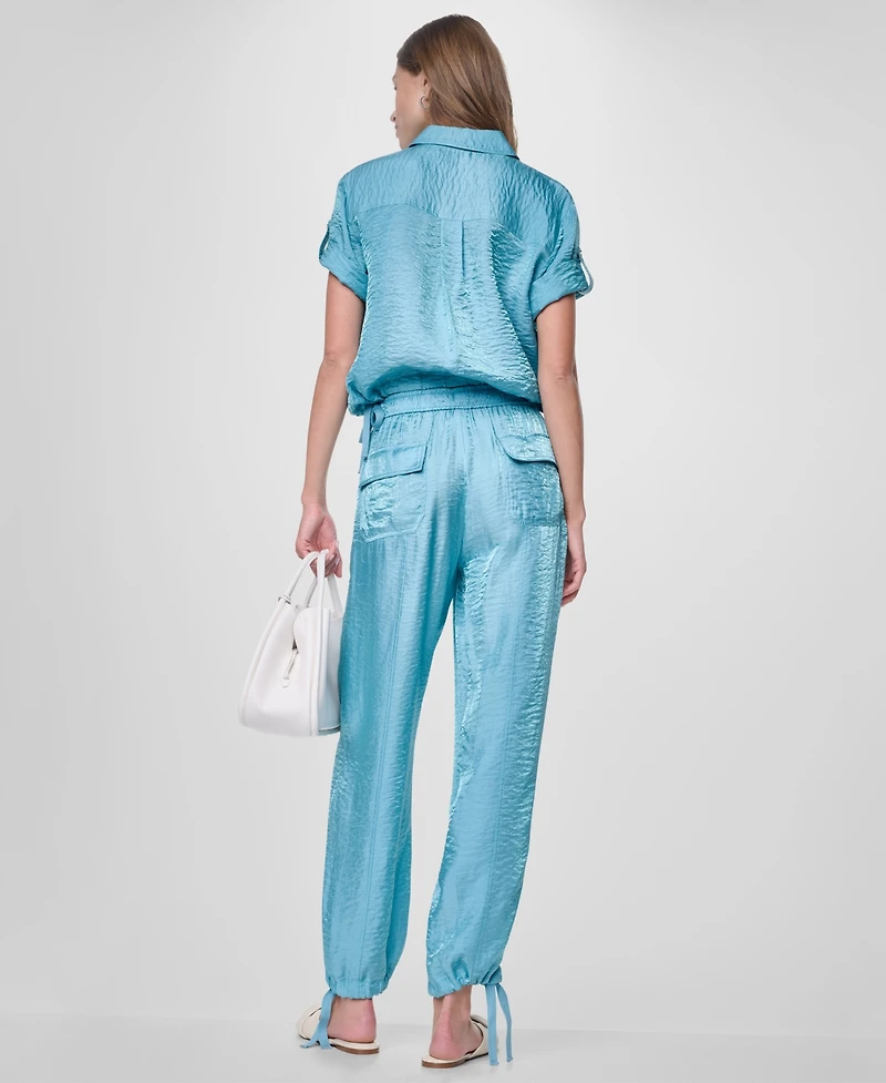 Dkny Women's Short-Sleeve Roll Tab Twinkle Camp Shirt