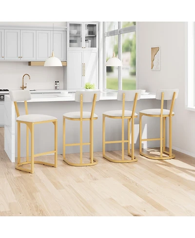 gaomon Set of 4 Counter Height Metal Bar Stools with Upholstered