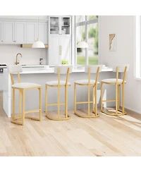 gaomon Set of 4 Counter Height Metal Bar Stools with Upholstered