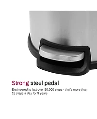 Mega Casa 5 Liter / 1.3 Gallon Stainless Steel Step Trash Can with Soft Close Lid for Bathroom, Office, Kitchen, Bedroom