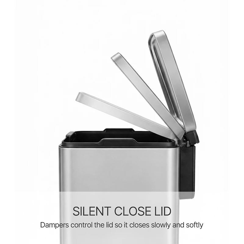 Mega Casa 13 Gal./50 Liter Rectangular Stainless Steel Step-on Trash Can for Kitchen