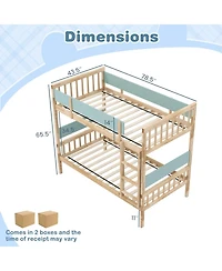 Slickblue Bunk Bed with Ladder and Full-Length Guardrails for Kids