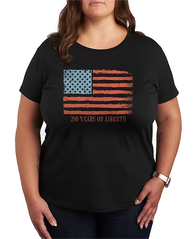 Hybrid Apparel Plus Instant Message 250 Years of Liberty Flag Vintage Faded Short-Sleeve Graphic T-Shirt