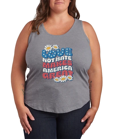 Hybrid Apparel Plus Instant Message Love Not Hate Makes America Great Racerback Graphic Tank Top