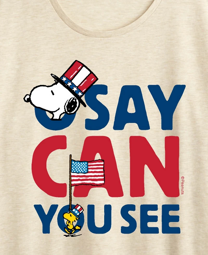 Hybrid Apparel Plus Peanuts Snoopy Say Can You See Short-Sleeve Graphic T-Shirt