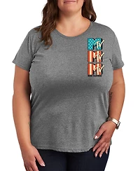 Hybrid Apparel Plus Mtv Logo Usa Flag Short-Sleeve Graphic T-Shirt