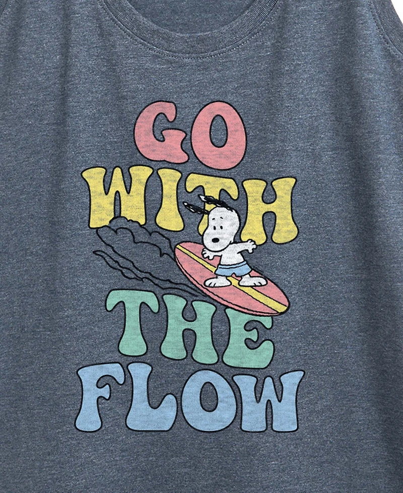 Hybrid Apparel Plus Peanuts Go with the Flow Racerback Graphic Tank Top