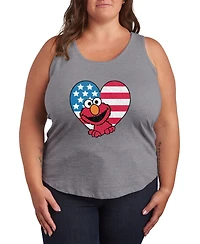 Hybrid Apparel Plus Sesame Street Elmo Flag Heart Racerback Graphic Tank Top