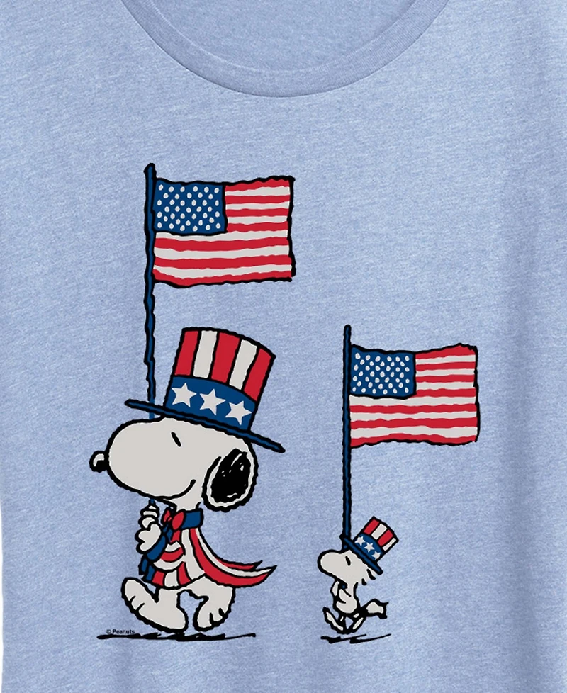 Hybrid Apparel Plus Peanuts Snoopy Woodstock Flags Short-Sleeve Graphic T-Shirt
