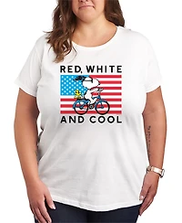 Hybrid Apparel Plus Peanuts Red White and Cool Bike Short-Sleeve Graphic T-Shirt