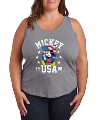 Hybrid Apparel Plus Disney Mickey Waving Flag Usa Racerback Graphic Tank Top