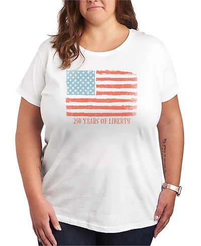 Hybrid Apparel Plus Instant Message 250 Years of Liberty Flag Vintage Faded Short-Sleeve Graphic T-Shirt