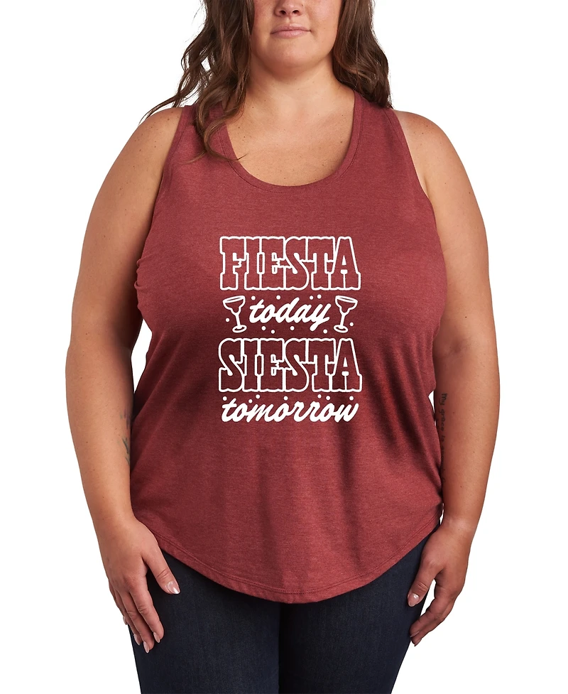 Hybrid Apparel Plus Size Instant Message Fiesta Today Siesta Tomorrow Racerback Graphic Tank Top