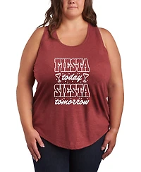 Hybrid Apparel Plus Size Instant Message Fiesta Today Siesta Tomorrow Racerback Graphic Tank Top