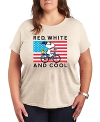 Hybrid Apparel Plus Peanuts Red White and Cool Bike Short-Sleeve Graphic T-Shirt