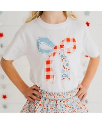Sweet Wink Big Girls Patchwork Bow Patch Short Sleeve T-Shirt