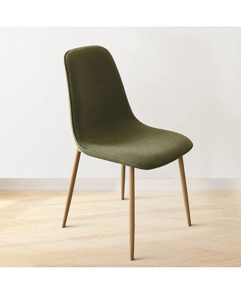 Maison Boucle 19.5" Seat Height Linen Dining Side Chairs Set of 2, Wood-Look Legs