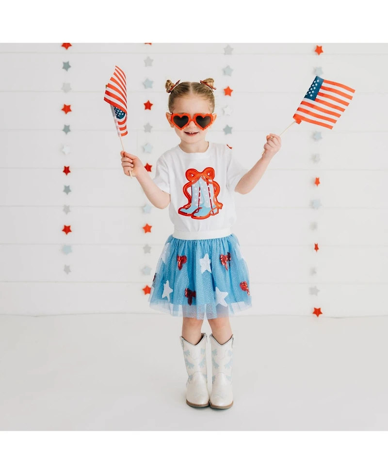Sweet Wink Toddler Girls Patriotic Cowgirl Patch Short Sleeve T-Shirt