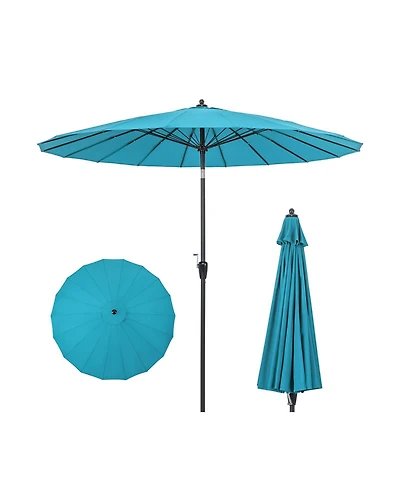 Gouun Round Patio Umbrella with 18 Fiberglass Ribs, Push Button Tilt and Crank