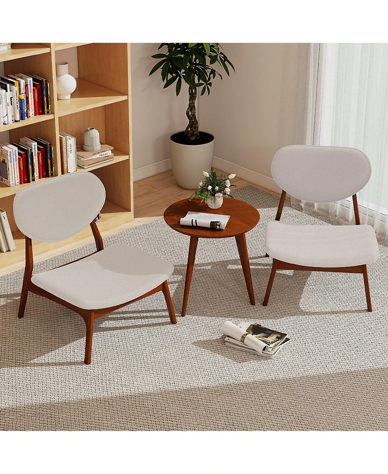 Gouun Accent Chairs Set of 2 with Matching Side Table and Solid Wood Frame