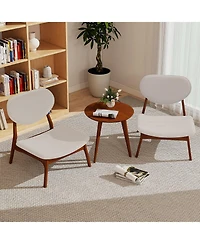 Gouun Accent Chairs Set of 2 with Matching Side Table and Solid Wood Frame