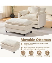 Rainsken Oversized Armchair with Ottoman, 39.4" Modern Accent Chair, Chenille Upholstered Reading 350 lbs Capacity for Living Room