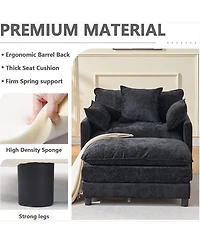 Rainsken Oversized Armchair with Ottoman, 39.4" Modern Accent Chair, Chenille Upholstered Reading 350 lbs Capacity for Living Room
