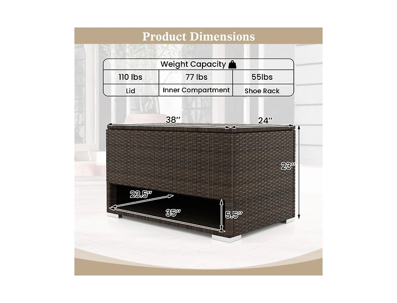 sumyeg Pe Rattan Storage Bin with Waterproof Liner for Patio Cushions