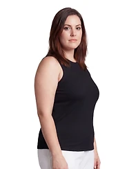 24seven Comfort Apparel Plus Curvy Ribbed Knit Sleeveless Top