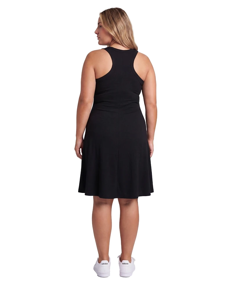 24seven Comfort Apparel Plus Curvy Ribbed Knit A Line Dress