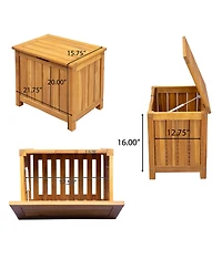 sumyeg Outdoor Acacia Wood Storage Portside 30Gallons Wood Deck Box