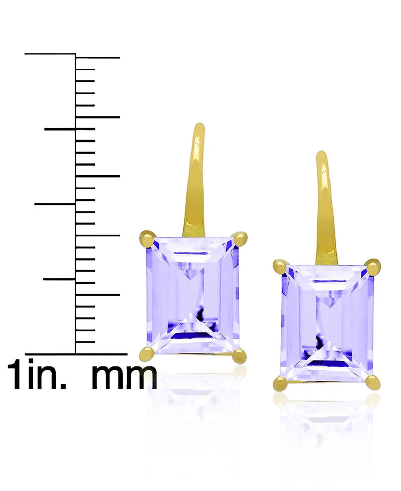 Macy's Genuine Blue Topaz Emerald-Cut Drop Earrings (6-3/8 ct. t.w.) 14k Gold Over Sterling Silver