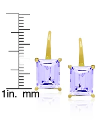 Macy's Genuine Blue Topaz Emerald-Cut Drop Earrings (6-3/8 ct. t.w.) 14k Gold Over Sterling Silver