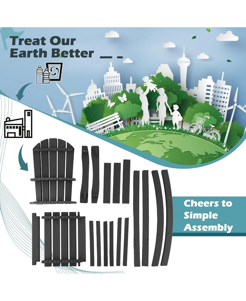 Gymax 2PCS Hdpe Bar Height Stool Tall Chair Armrest Footrest All Weather Outdoor Patio