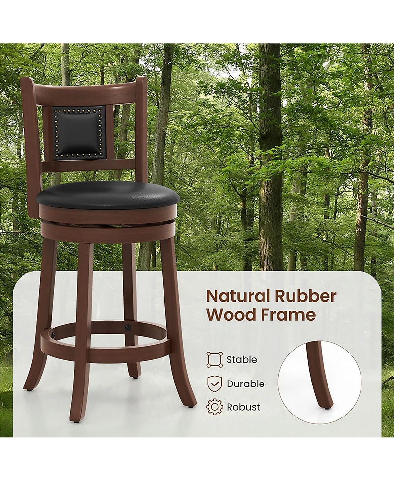 Gymax 25.5'' Swivel Bar Stool Set of 2 Counter Height Bar Stools Armless Chairs for Pub