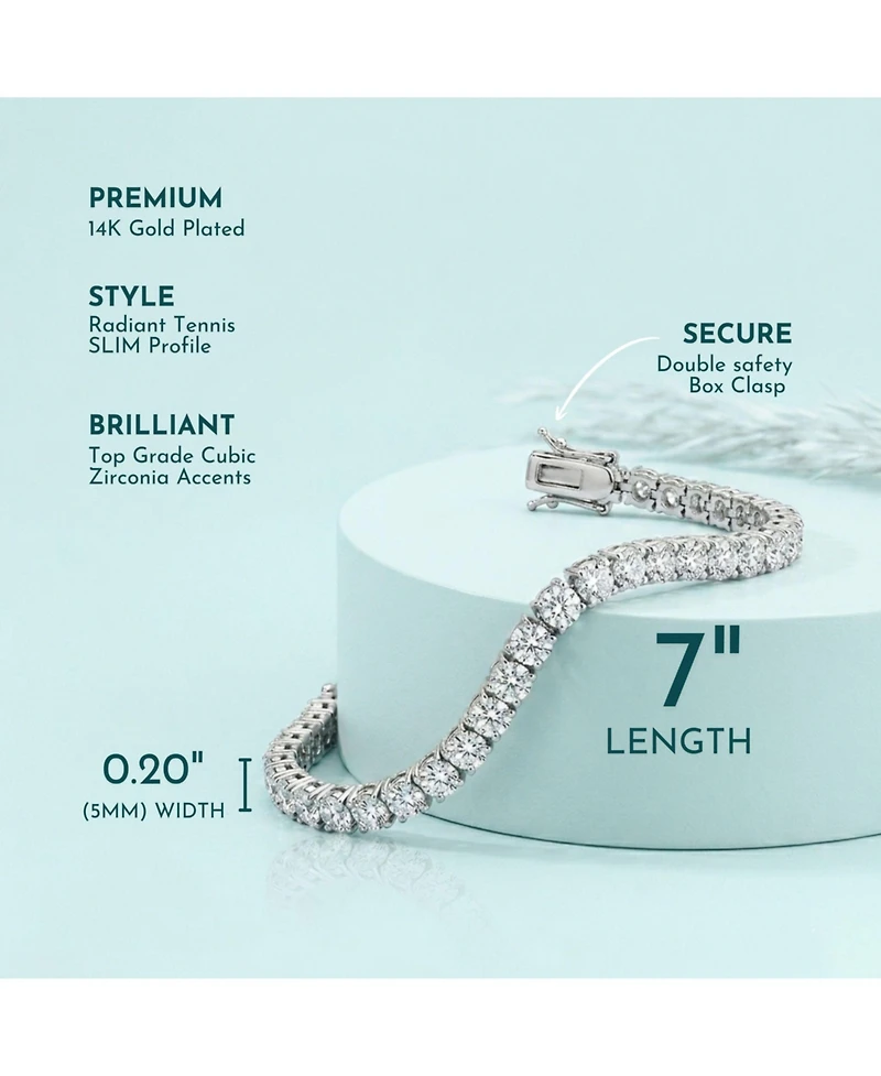 Classic White Gold Plated Cubic Zirconia 5MM Tennis Bracelet