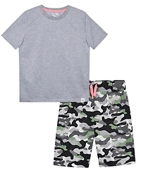 Sleep On It Boys' 6-12 Solid T-Shirt and Camo Shorts, 2-Piece Set