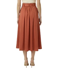 Modenaire Women's Button-Front Waist-Tie Midi Skirt