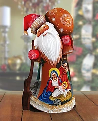 G.DeBrekht Woodcarved Hand Painted Nativity Santa Figurine