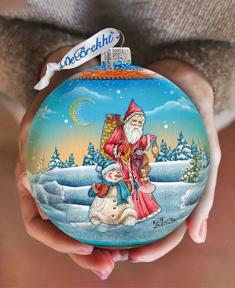 G.DeBrekht Limited Edition Oversized Winter Village Christmas Ball Glass Ornament