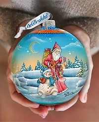 G.DeBrekht Limited Edition Oversized Winter Village Christmas Ball Glass Ornament
