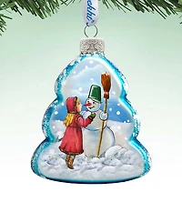 G.DeBrekht Playing Snowman Glass Ornament